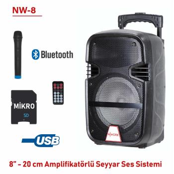 NWORK  NW8  8 20 CM AMPLİFİKATÖRLÜ SEYYAR SES SİSTEMİ