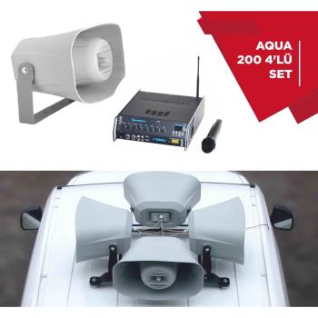 AQUA 200 4LÜ SET UHF MİKROFONLU  ARAÇ ÜSTÜ SES SİSTEMİ