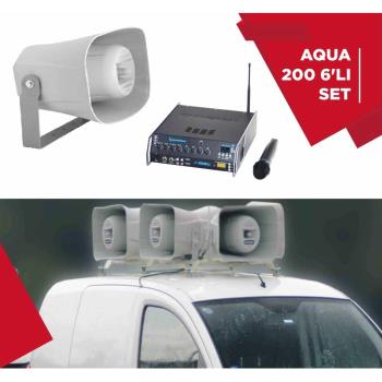 AQUA 200 6 LI SET UHF MİKROFONLU  ARAÇ ÜSTÜ SES SİSTEMİ